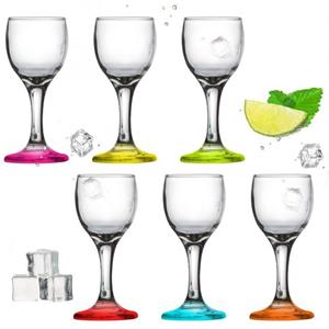 PLATINUX Schnapsglas »Schnapsgläser bunt«, Glas, mit Stiel bunt aus Glas 4cl Set 6Teilig Likörgläser Wodkagläser Grappagläser Schnapskelche farbig