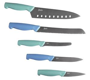 Steuber Messer-Set (Set, 5-tlg), Titanium-beschichtet ergonomischer Griff Grün, blau