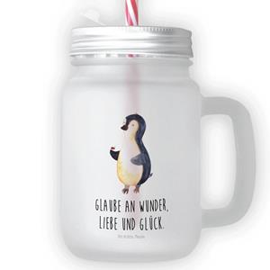 Mr. & Mrs. Panda Longdrinkglas »Pinguin Marienkäfer - Transparent - Geschenk, Glas, Wunder, Mason Jar, Trinkhalm, kleine Wunder, Henkelglas, Cocktailglas, Freude«, Premium Glas