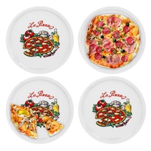 Van Well Pizzateller »4er Set Pizzateller Napoli groß - 30,5cm Porzellan Teller mit schönem Motiv - für Pizza / Pasta, den großen Hunger oder zum Anrichten geeign