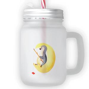 Mr. & Mrs. Panda Longdrinkglas »Pinguin Mond - Transparent - Geschenk, erschöpft, Mason Jar, Gästezimmer, Sommerglas, müde, Henkelglas, Süßigkeiten, Spruch, schlafen, S
