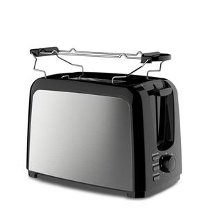 SLABO Toaster Toaster Edelstahl Automatik mit Brötchenaufsatz, Röstaufsatz, Defrost Funktion, Stopp-Taste, 5 Stufen - 750W - schwarz