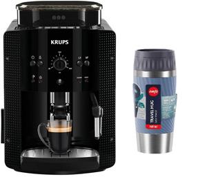 Krups Filterkaffeemaschine EA81,  Kaffeevollautomat Arabica Picto 15 bar 1450W + EMSA Travel Mug (automatische Reinigung, 2-Tassen-Funktion, Milchsystem mit CappucinoPlus-Düse, Kaffeemaschin