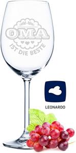 GRAVURZEILE Rotweinglas »Leonardo Weingläser Oma ist die Beste & Opa ist der Beste im Set - Geschenk für Oma & Opa - Großeltern«, Glas