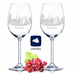 GRAVURZEILE Rotweinglas »Leonardo Weinglas mit Gravur - Cuxhaven Geschenk im 2er Set - Weingeschenk - Souvenir Andenken & Mitbringsel - Geburtstagsgeschenk für Sie & Ihn«, Glas