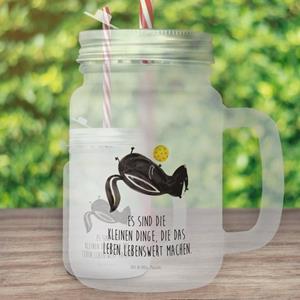 Mr. & Mrs. Panda Longdrinkglas »Stinktier Ball - Transparent - Geschenk, Strohhalm, mit Decke, verspielt, Wildtier, Raubtier, Stinki, Henkelglas, Trinkglas, Skunk, Trinkhalm«, Premium Glas
