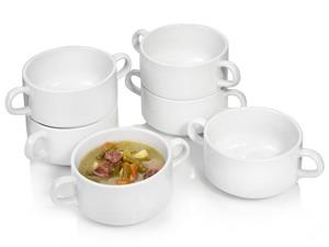 SÄNGER Suppenteller »Suppenschalen Set«, (6 St), Henkel zu beiden Seiten für bessere Handhabung