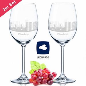 GRAVURZEILE Rotweinglas »Leonardo Weinglas mit Gravur - Hamburg Skyline im Set - Geschenk für Anspruchsvolle & Weingenießer - Souvenir Andenken Stadt Mitbringsel - Geburtstagsgeschenk