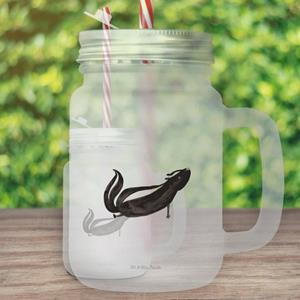 Mr. & Mrs. Panda Longdrinkglas »Stinktier Yoga - Transparent - Geschenk, Trinkhalm, Henkelglas, Glas, Raubtier, Skunk, Einmachglas, mit Decke, Mason Jar, Stinki«, Premium Glas