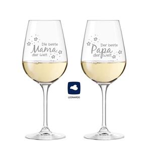 KS Laserdesign Weinglas »Leonardo Weinglas TIVOLI mit Gravur beste Mama & bester Papa der Welt«, Glas, TEQTON Glas