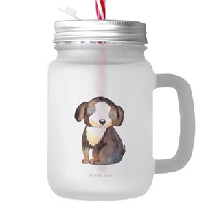 Mr. & Mrs. Panda Longdrinkglas »Hund entspannt - Transparent - Geschenk, süß, Haustier, Hunderasse, Einmachglas, Hundeliebe, Vierbeiner, Sommerglas, schwarzer Hund, Tierliebhaber&laqu