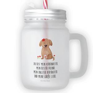 Mr. & Mrs. Panda Longdrinkglas »Hund Hundedame - Transparent - Geschenk, mit Decke, Hundeglück, liebenswert, Hundemama, Hundebesitzer, Sprüche, Haustier, Einmachglas, Hundeliebe«
