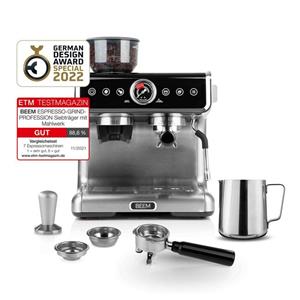 BEEM Espressomaschine ESPRESSO-GRIND-PROFESSION Espresso Siebträgermaschine Mahlwerk, 2xThermoblock, Dampfdüse +2kg Kaffee