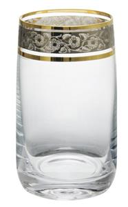 Crystalex Longdrinkglas »Ideal Exclusive Gold Platin 250 ml 6er Set«, Kristallglas, Goldrand und Platinrand mit Gravur
