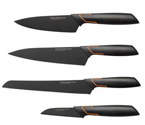 Fiskars Messer-Set »Edge Messerset 4-tlg.«, Schälmesser, Deba-Messer, Kochmesser & Brotmesser in schwarz
