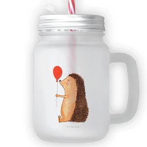 Mr. & Mrs. Panda Longdrinkglas »Igel mit Luftballon - Transparent - Geschenk, Trinkhalm, Cocktailglas, lustige Sprüche, gute Laune, Tiere, Sommerglas, Glas, Mason Jar, Trinkglas«, Pre