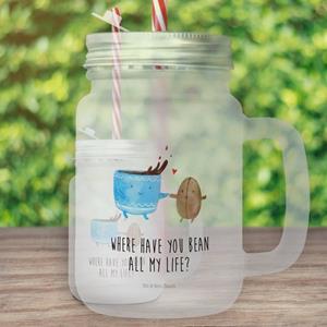 Mr. & Mrs. Panda Longdrinkglas »Kaffee Bohne - Transparent - Geschenk, Tiere, Genuss, gute Laune, Sommerglas, Trinkhalm, süße Tiermotive, Glück, lustige Sprüche, Kaffeebohne