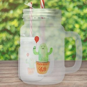 Mr. & Mrs. Panda Longdrinkglas »Kaktus Luftballon - Transparent - Geschenk, Trinkhalm, Büroalltag, Henkelglas, Kakteen, Freundin, Cocktailglas, Strohhalm, Einmachglas, Prüfung«, 