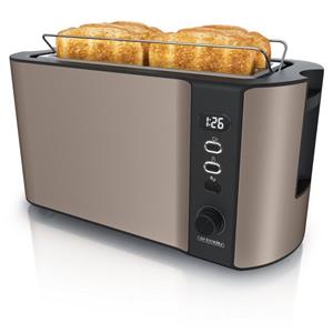 Arendo Toaster, 2 lange Schlitze, für 4 Scheiben, 1500 W, Automatik 4 Scheiben Langschlitz Toaster mit Display - Defrost Funktion - Wärmeisolierendes Doppelwandgehäuse - Frukost