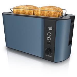 Arendo Toaster, 2 lange Schlitze, für 4 Scheiben, 1500 W, Automatik 4 Scheiben Langschlitz Toaster mit Display - Defrost Funktion - Wärmeisolierendes Doppelwandgehäuse - Frukost