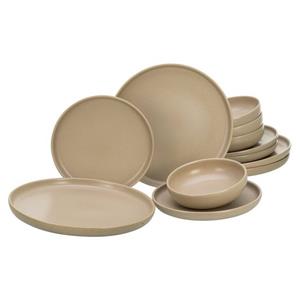 CreaTable Tafelservice »Tafelservice Uno beige« (12-tlg), Steinzeug