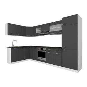VCM 13-tlg Winkelküche Eckküche Küchenzeile Küchenblock Komplettküche 328 x 178 cm Esilo weiß