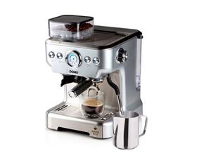 Domo Espressomaschine, Siebträger-Maschine mit Mahlwerk & Milchaufschäumer, abnehmbarem Wassertank - Siebdruck Kaffeemaschine
