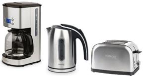 HKoenig Filterkaffeemaschine Kaffeeautomat mit Glaskanne und Timer, Wasserkocher und Toaster in einem Frühstücks-Set, 3 in 1 Frühstücksset: Kaffeemaschine+Toastautomat+kabelloser W