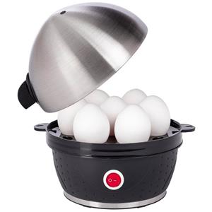 SLABO Eierkocher elektrischer Eierkocher aus Edelstahl 1 Ei - 7 Eier, Frühstücksei, Integrierter Überhitzungsschutz, Eier-Kocher, Tonsignal, Kontrolleuchte, Messbecher mit Stechhilfe, 3