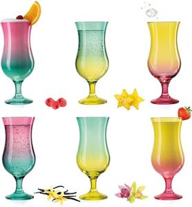 PLATINUX Cocktailglas »Cocktailgläser«, Glas, Rainbow-Set 6 Stück Bunt 400ml (max. 470ml) Longdrinkgläser Partygläser Milkshake Groß
