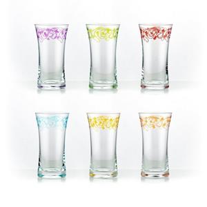 Crystalex Longdrinkglas »Grace (bunte Gravur) Longdrinks 340 ml 6er Set«, Kristallglas, bunte Gravur, Kristallglas