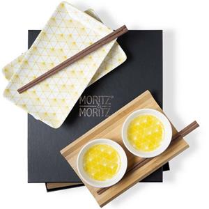 Moritz & Moritz Tafelservice »Sushi Set gelbe Strahlen« (10-tlg), Porzellan, Geschirrset für 2 Personen