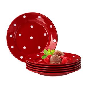 Van Well Speiseteller »6er Set Dessertteller Emily 20cm rot mit weißen Punkten«
