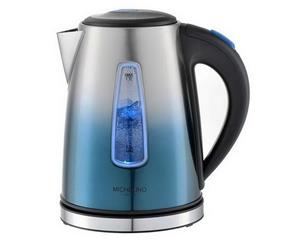 Michelino 74341 - waterkoker - RVS - 1,7 liter et Led verlichting - zilver/blauw