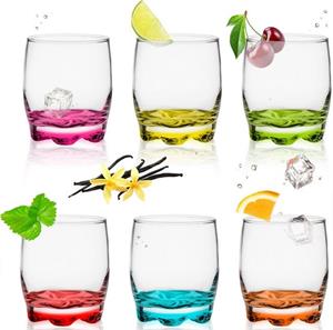 PLATINUX Glas »Trinkgläser«, Glas, 250ml Set 6 Teilig bunter Boden Wassergläser Saftgläser Whiskeyglas Drinkglas