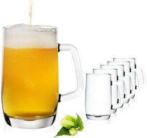 PLATINUX Bierglas »Bierseidel«, Glas, mit Henkel Set 6-Teilig 500ml (max. 580ml) Bierkrug Bierkrüge Biergläser