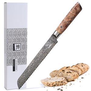 ZAYIKO Brotmesser » Damast Brotmesser, Klinge 20 cm, Wurzelho«