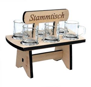 DanDiBo Schnapsglas »Schnapsbrett 20 cm mit Gravur Stammtisch mit 6 Gläser Schnapslatte Schnapsleiste«, prima als Geschenk für den Freund / Mann daheim