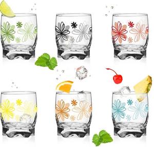 PLATINUX Glas »Trinkgläser«, Glas, mit Blumen Dekor Set 6 Teilig 250ml Wassergläser Saftgläser mit geformten Boden klein