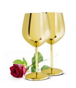 Sendez Weinglas »2 Weingläser 510ml Gold Edelstahl Weinkelch Rotweinglas unzerbrechlich«, Edelstahl