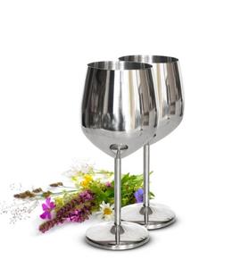 Sendez Weinglas »2 Weingläser 510ml Silber Edelstahl Weinkelch/Becher Rotweinglas unzerbrechlich«, Edelstahl
