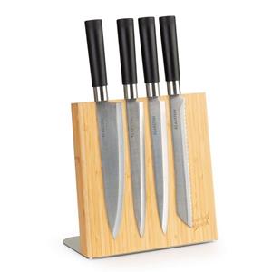 Klarstein Messer-Set »Messerblock schräg, magnetisch, für 4-6 Messer, Bambus, Edelstahl« (4-tlg)