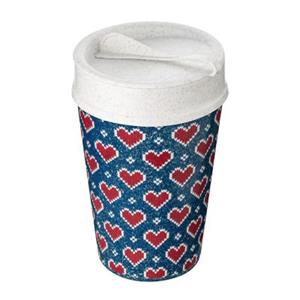 Koziol - Dubbelwandige Koffiebeker Met Deksel, 0.4 L, Organic, Red Hearts - Koziol Iso To Go