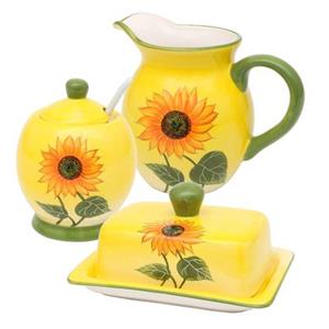 Neuetischkultur Keramik-Set 3-teilig Sonnenblume gelb