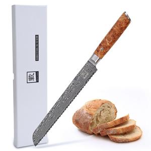 ZAYIKO Brotmesser » Damast langes Brotmesser mit Wellenschliff«