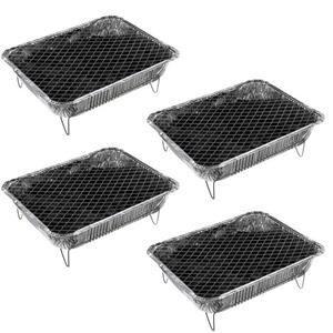 Landmann Holzkohlegrill »Aluminium Komplett Einweggrill Alu Picknick BBQ Camping Einweg Grill Einmalgrill Picknickgrill«, 4 Stück, mit Grillkohle und Anzünder