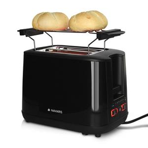 Navaris Toaster, 1000 W, Doppelschlitz-Toaster mit Brötchenaufsatz - 2 extragroße Toast Schlitze - 6 Stufen - automatische Brotzentrierung