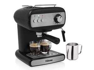Tristar Espressomaschine, italienische Siebdruck Kaffee & Siebträger-Maschine mit Milchaufschäumer für Latte Macchiato & Cappuccino, 2in1 auch für Kapseln geeignet