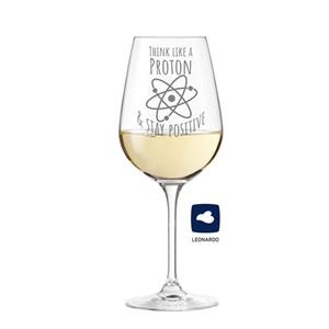 KS Laserdesign Weißweinglas »Leonardo Weinglas mit Gravur '' think like a proton & stay positive  - witzige Geschenke für Frauen & Männer, Lehrer, Physiker, beste 