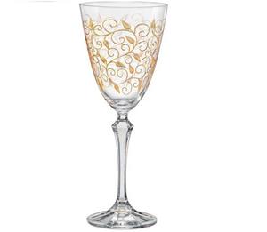 Crystalex Weißweinglas »Leaves Gold 6er Set 250 ml«, Kristallglas, pantografie